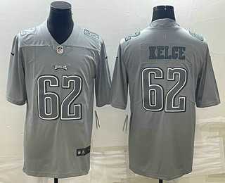 Mens Philadelphia Eagles #62 Jason Kelce Gray Atmosphere Fashion Stitched Jersey